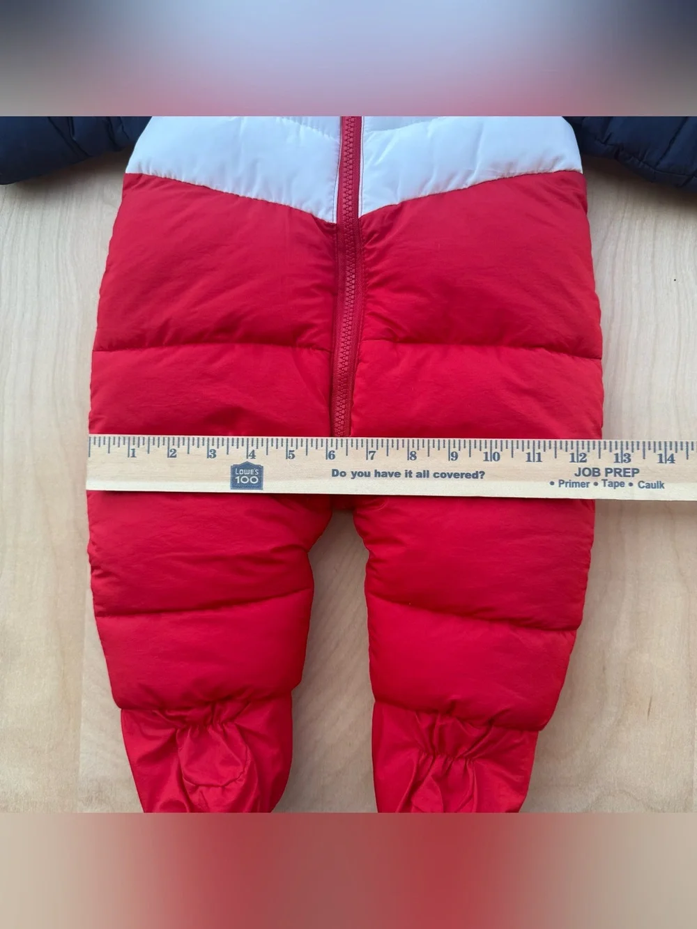 Mother's Baby Bear Hooded Bunting Snowsuit Red White Blue Colorblock Foot 6-9M